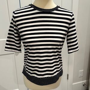 Black and White Striped Women's Top